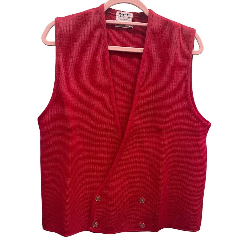Vintage Regent Valley Stream Red Wool Sweater Vest Double Breasted XL Men